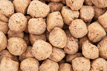 Texture of dehydrated soy chunks