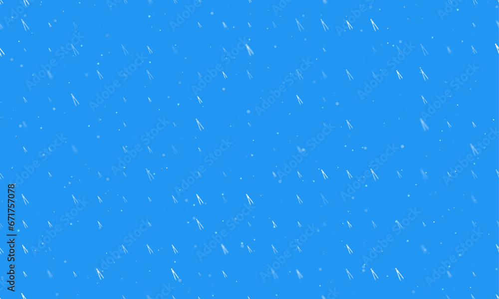 Poster seamless background pattern of evenly spaced white compass dividers of different sizes and opacity. 