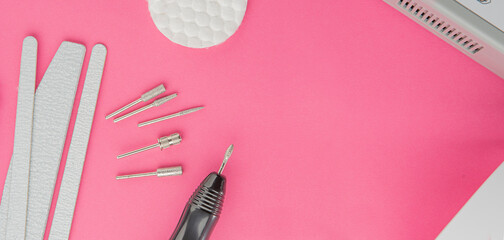 Manicure Tools. Manicure machine for hardware manicure and pedicure, cutters nozzles nail files.