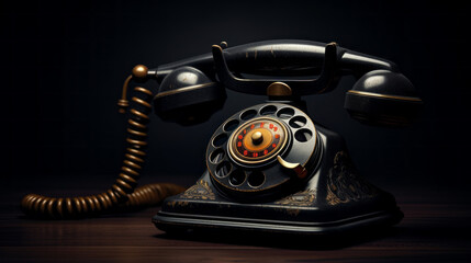 An old-fashioned telephone with a rotary dial - obrazy, fototapety, plakaty