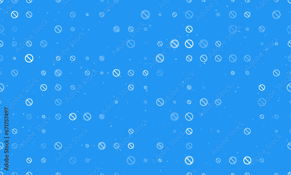 Poster seamless background pattern of evenly spaced white stop symbols of different sizes and opacity. vect