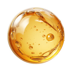 golden yellow bubble serum oil or cooking oil drop isolated on a white background 