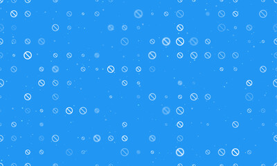 Seamless background pattern of evenly spaced white stop symbols of different sizes and opacity. Vector illustration on blue background with stars