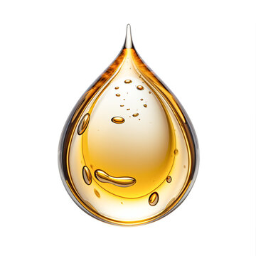 golden yellow bubble serum oil or cooking oil drop isolated on a white background 