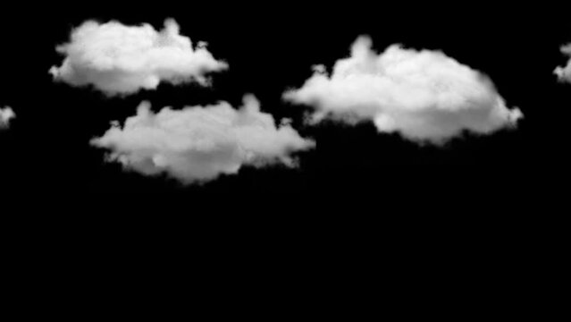 motion graphic of looping moving cloud from left to right isolated on alpha channel transparent background