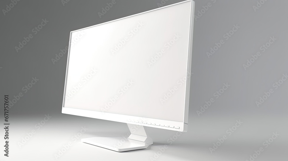 Aufkleber monitor blank screen mockup with white background, realistic monitor 3d model