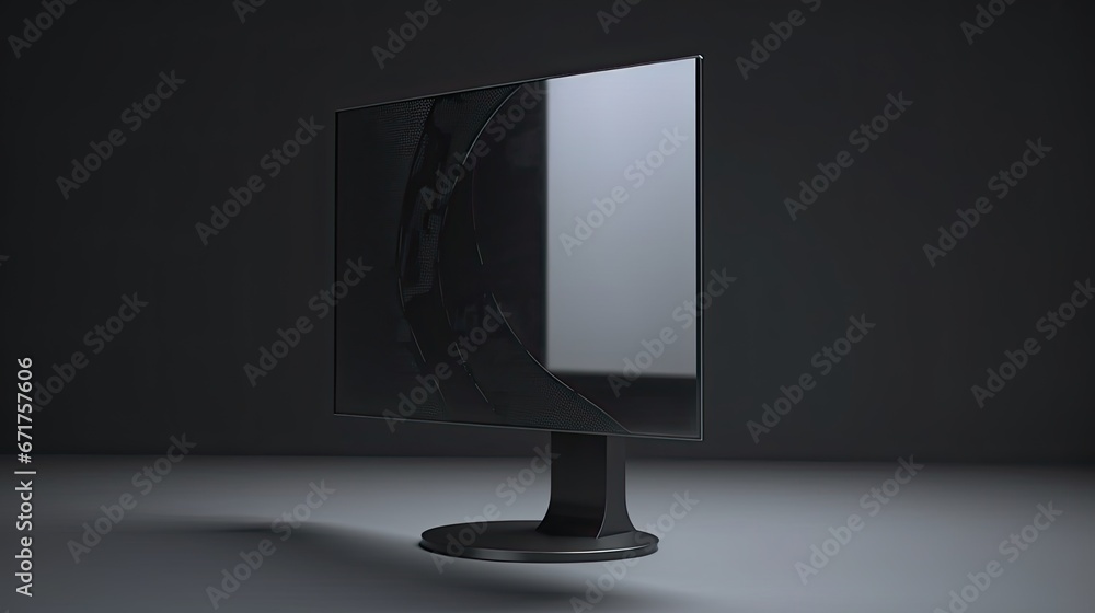 Poster monitor blank screen mockup with white background, realistic monitor 3d model