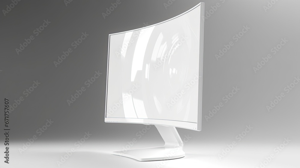 Poster monitor blank screen mockup with white background, realistic monitor 3d model