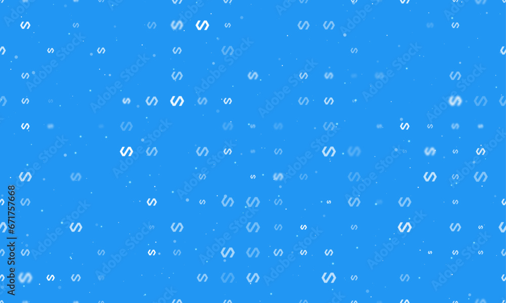 Poster seamless background pattern of evenly spaced white polymer symbols of different sizes and opacity. v