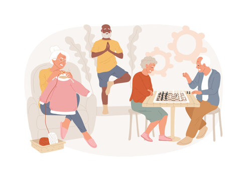Activities for seniors isolated concept vector illustration. Activities for elderly people, older generation active lifestyle, seniors spending free time, geriatric care service vector concept.