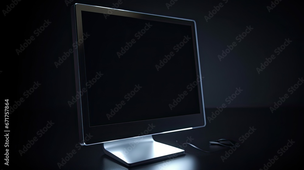 Aufkleber computer monitor screen in white background, monitor blank display mockup