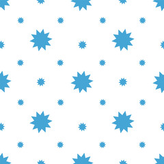 Abstract background with blue crystal snowflakes. Seamless illustration. Wallpaper, fabric or paper