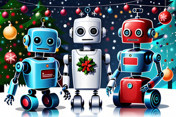 robot celebrate Christmas 