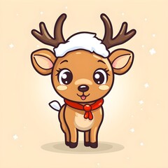 Obraz premium Cute Reindeer Icon Ready for Christmas