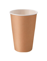 brown paper glass for mockup and design, isolated on a transparent background with a PNG cutout or clipping path.