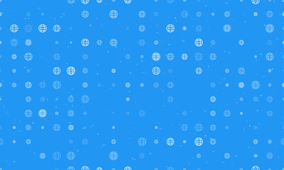 Seamless background pattern of evenly spaced white web symbols of different sizes and opacity. Vector illustration on blue background with stars