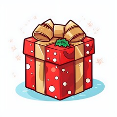 Charming Christmas Gift Box Illustrations on White Background