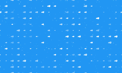 Seamless background pattern of evenly spaced white sports whistle symbols of different sizes and opacity. Vector illustration on blue background with stars