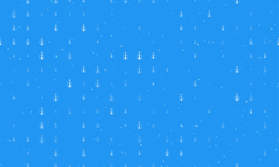Seamless background pattern of evenly spaced white hookah symbols of different sizes and opacity. Vector illustration on blue background with stars