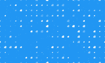 Seamless background pattern of evenly spaced white boxing gloves symbols of different sizes and opacity. Vector illustration on blue background with stars