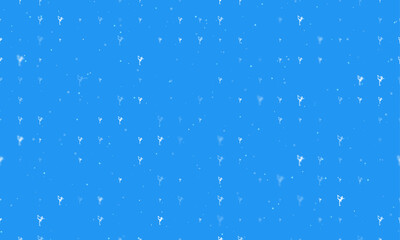 Seamless background pattern of evenly spaced white figure skating symbols of different sizes and opacity. Vector illustration on blue background with stars
