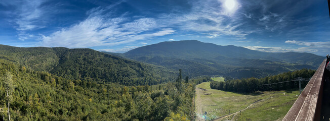 View from the slope of Mosorna Gron in Zawoja, Poland towards the peak of Babia Gora in Beskid...