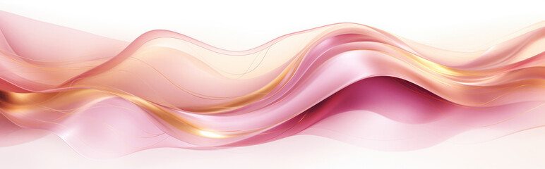 Pink and gold gradient waves on white background