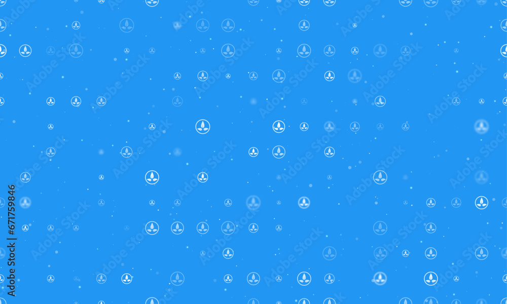 Poster seamless background pattern of evenly spaced white ecology symbols of different sizes and opacity. v