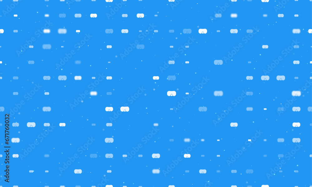 Aufkleber seamless background pattern of evenly spaced white diving goggles symbols of different sizes and opa