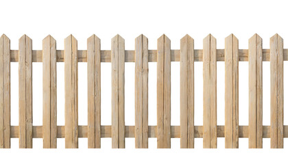 wooden garden fences, pickets, barriers, or borders, isolated on a transparent background. PNG, cutout, or clipping path.