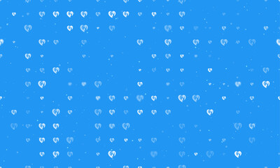 Seamless background pattern of evenly spaced white mom with baby symbols of different sizes and opacity. Vector illustration on blue background with stars