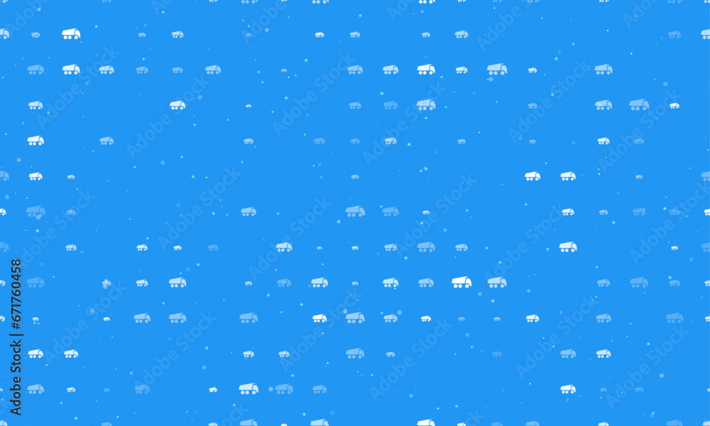 Aufkleber seamless background pattern of evenly spaced white truck symbols of different sizes and opacity. vec