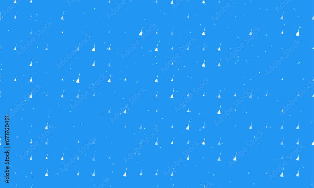 Poster seamless background pattern of evenly spaced white broom symbols of different sizes and opacity. vec