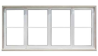 modern white  window, isolated on a white background. office front store frame for design, exterior building aluminum facade element. PNG file, clipping path.