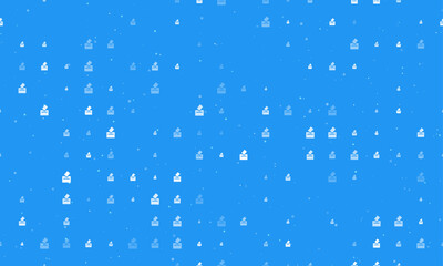 Seamless background pattern of evenly spaced white vote symbols of different sizes and opacity. Vector illustration on blue background with stars