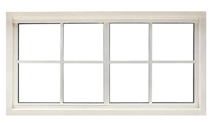 modern white  window, isolated on a white background. office front store frame for design, exterior building aluminum facade element. PNG file, clipping path.