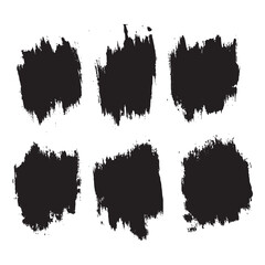 Bundle of black grunge paint ink brush stroke