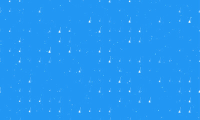 Seamless background pattern of evenly spaced white broom symbols of different sizes and opacity. Vector illustration on blue background with stars