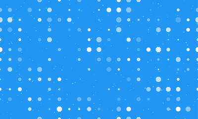 Seamless background pattern of evenly spaced white octagon symbols of different sizes and opacity. Vector illustration on blue background with stars