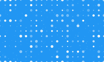 Seamless background pattern of evenly spaced white nonagon symbols of different sizes and opacity. Vector illustration on blue background with stars