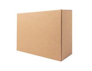 cardboard box for mockups and designs, isolated on a transparent background with a PNG cutout or clipping path.