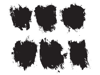 Paint black brush stroke vector grunge templates set