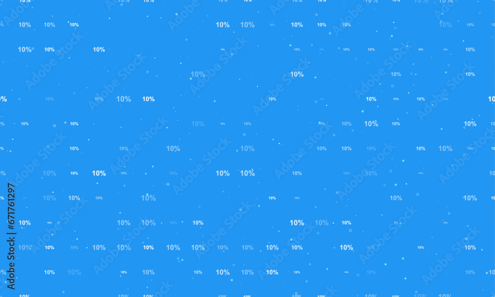 Poster seamless background pattern of evenly spaced white 10 percent symbols of different sizes and opacity