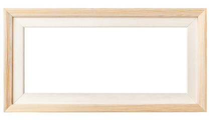 brown empty wooden picture  frame, isolated on a transparent background with a PNG cutout or clipping path.
