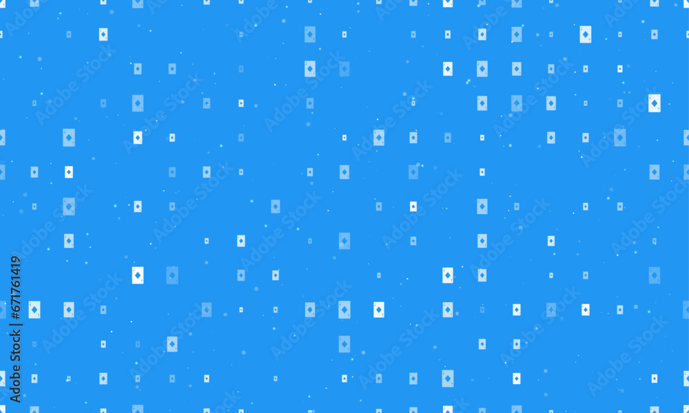 Poster seamless background pattern of evenly spaced white ace of diamond cards of different sizes and opaci
