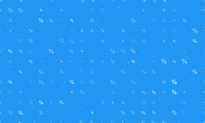 Seamless background pattern of evenly spaced white three quarters symbols of different sizes and opacity. Vector illustration on blue background with stars
