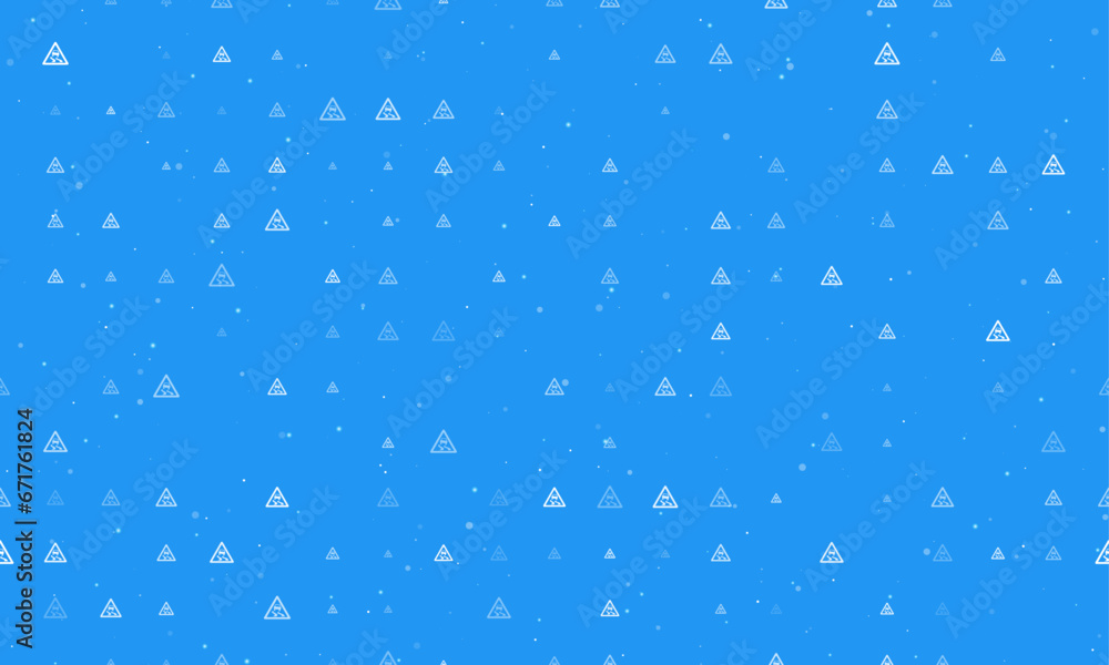 Poster seamless background pattern of evenly spaced white slippery road signs of different sizes and opacit