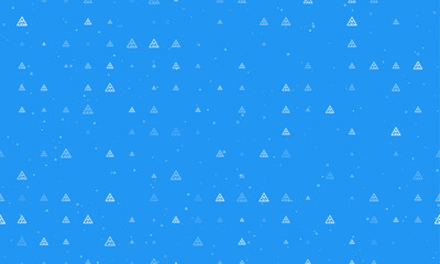 Seamless background pattern of evenly spaced white slippery road signs of different sizes and opacity. Vector illustration on blue background with stars
