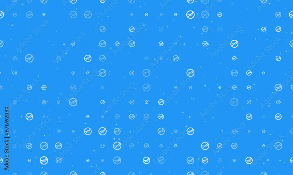Poster seamless background pattern of evenly spaced white horning prohibited signs of different sizes and o