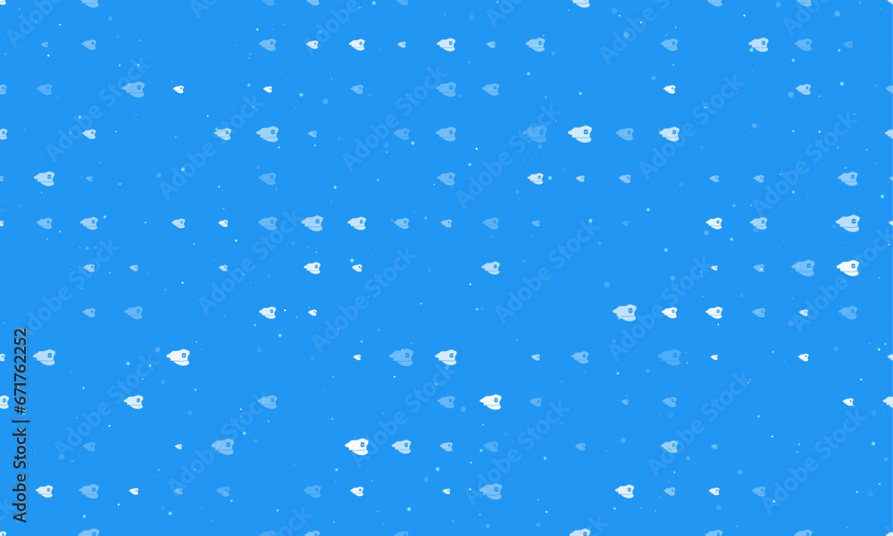 Poster seamless background pattern of evenly spaced white police cap symbols of different sizes and opacity